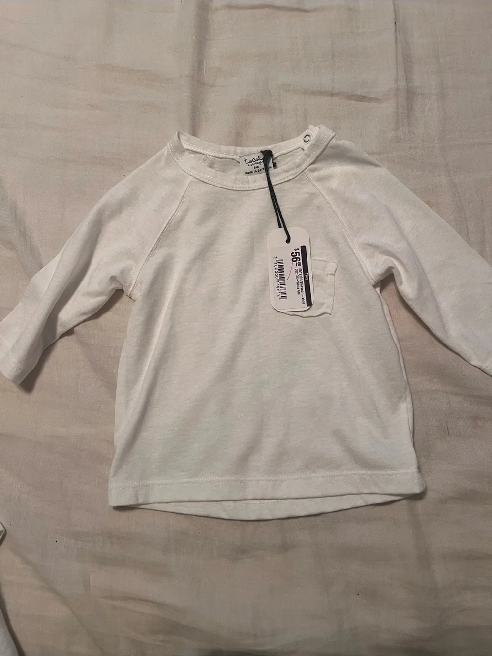 Tocoto Vintage Long-Sleeve Pocket Tee - White